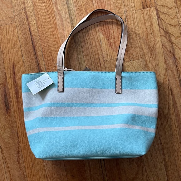 Kate Spade New Purse Tote Blue & White Small Ryan - Picture 3 of 4